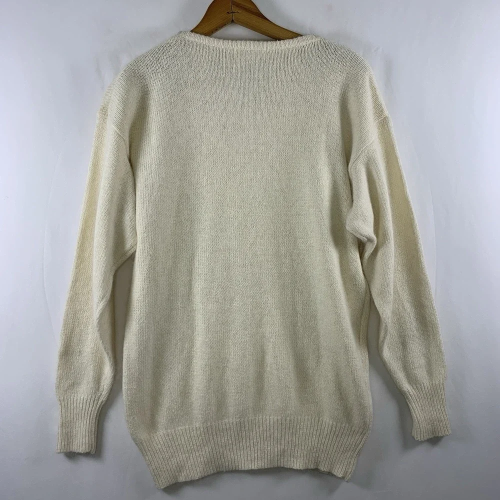 VTG Womens Demure Romantic Silk Angora Floral Pearl Tunic Sweater Sz M Hong Kong